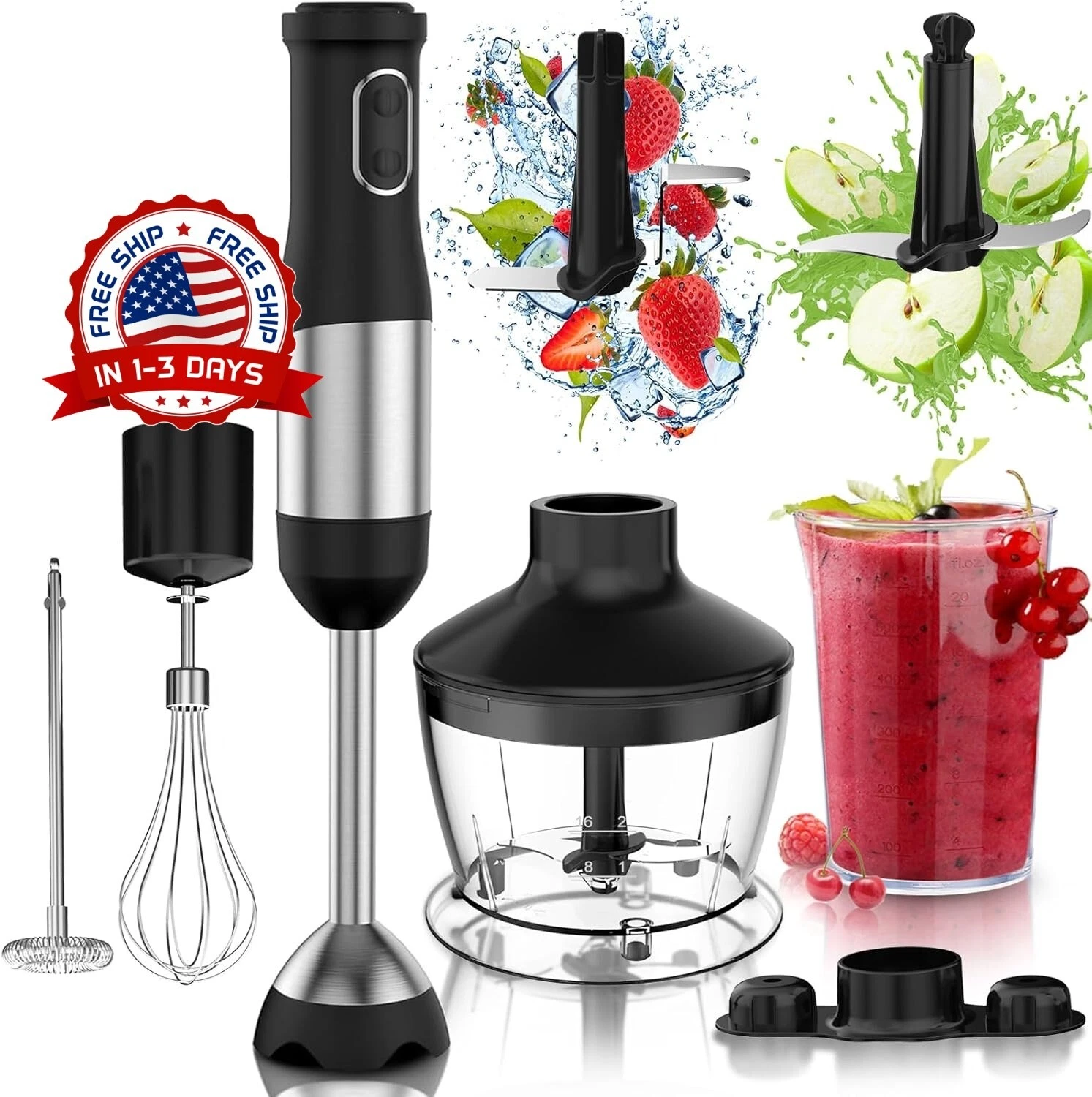 Batidora De Cocina De Inmersion De Mano Electrica 7 en 1 Uso Comercial Hogar NEW