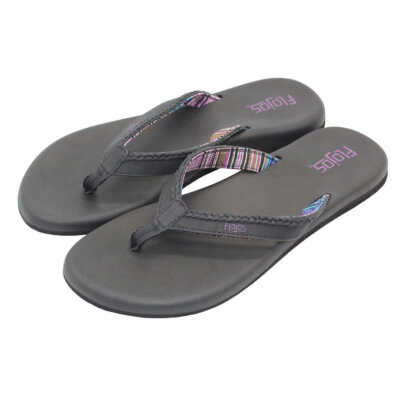 Flojos Ladies' Size 10, Maddy Flip Flop Sandal, Black-Lavender | eBay