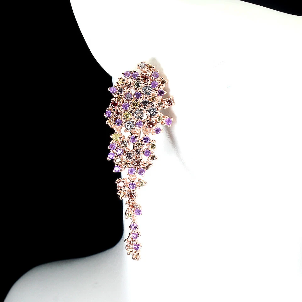 925 Orecchini Argento Sterling Rotondo Acquamarina Zaffiro Ametista Gemma Regalo - Immagine 2 di 4