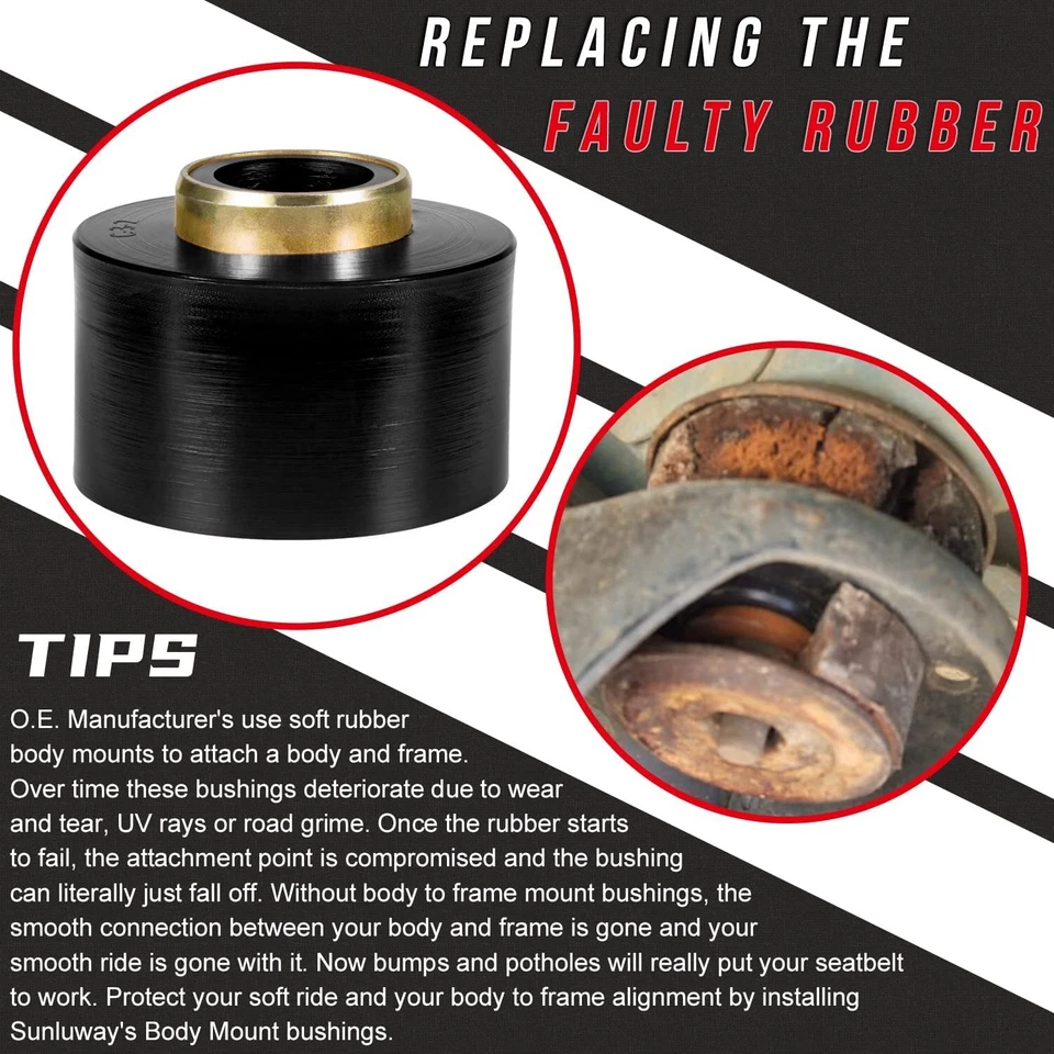 Juego de bujes de montaje de cabina de carrocería 4.4123R para Ford F-150/F250/F350 1980-1998 2x4 4x4 Foto 4 de 4