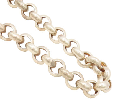 925 Sterling Silver Vintage Heavy Ring Link Toggle Lock Necklace NE4213