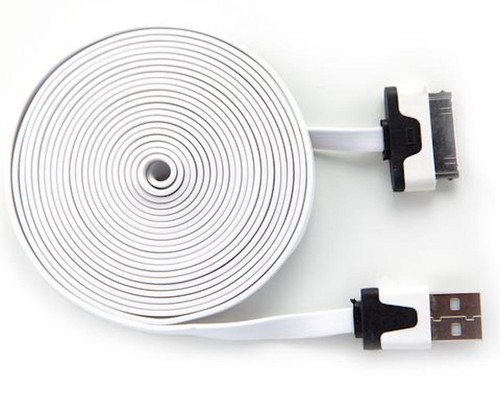 NTJ 10FT LONG USB Flat Noodle power data sync Charger Cable for iPhone 4 4s iPod - Picture 21 of 22
