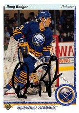 Doug Bodger autographed Hockey Card (Buffalo Sabres, 67) 1991 Upper Deck #50