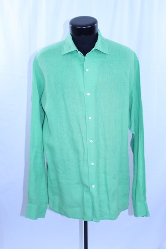Hombres Ralph Lauren Púrpura Etiqueta Abotonada Camisa de Vestir 2XL Hecha en Italia Lino Plano - Imagen 15 de 17