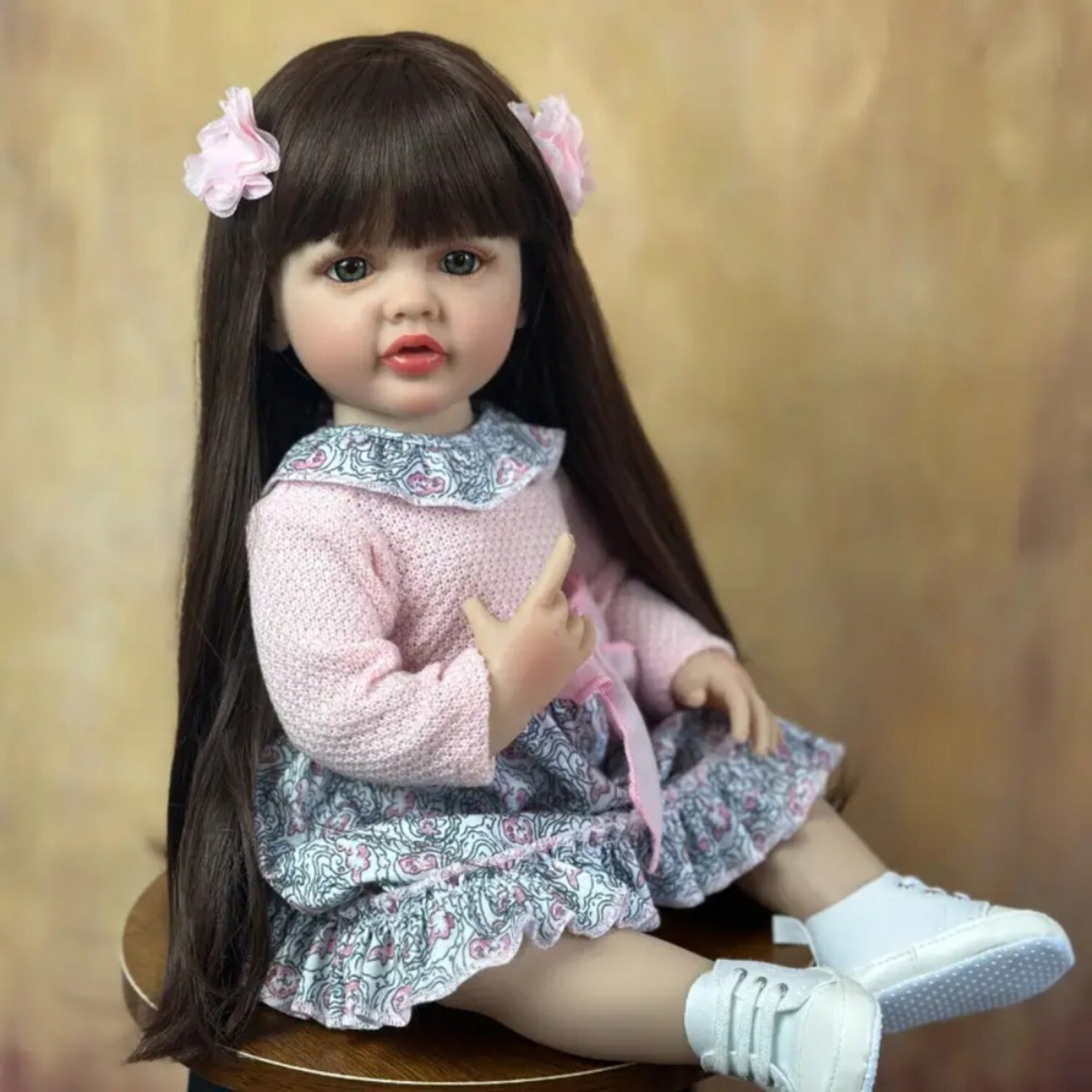 Toddler 22in Realistic Baby Girl Doll With Long Hair