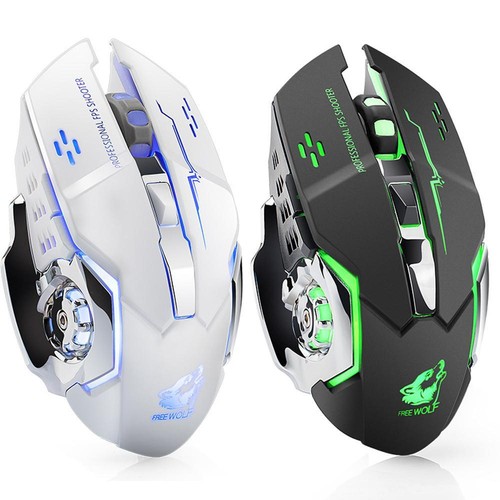 Wireless Gaming Mouse Silent LED Rechargeable Mouse USB Black White Ergonomic