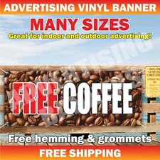 FREE COFFEE Advertising Banner Vinyl Mesh Sign Bar Tea Ice Fresh Free Ship