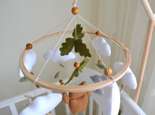 Forest baby mobile, forest mobile, bear fox mobile girl, mobile... - Picture 5 of 7