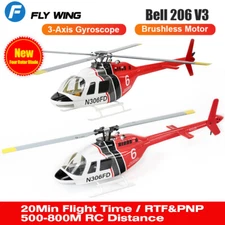 FLYWING Bell 206 V3 RC Helicopter RTF 6CH GPS RC Aircraft US PLUG ne Key Return