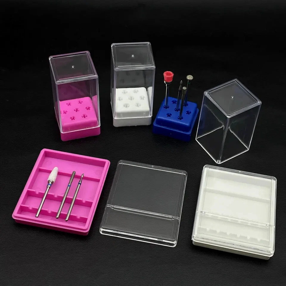 10/20/30 Slots Clear Storage Box for Nail Drill Bit Files Nail Accessorie Tools - Image 3 of 4
