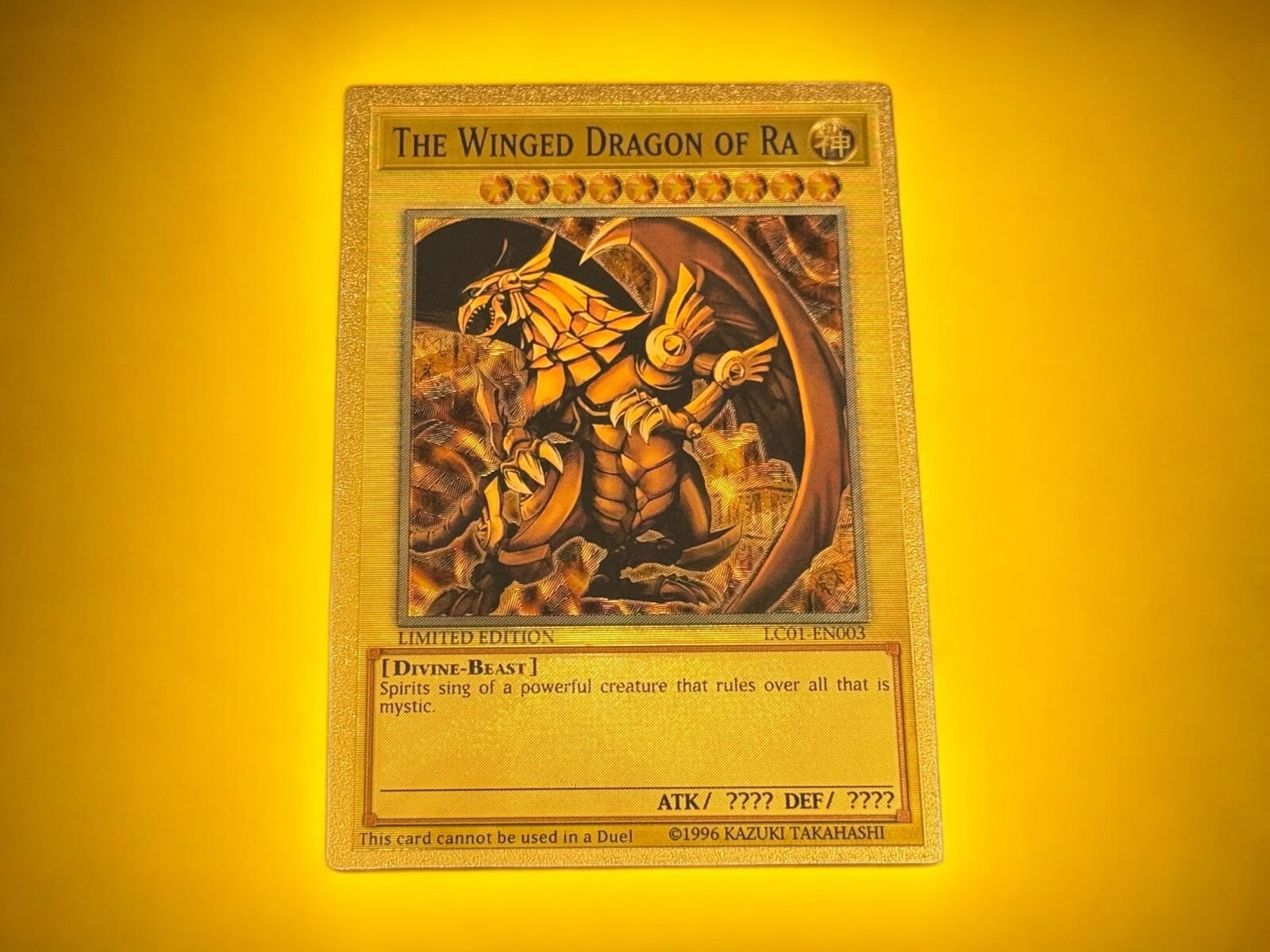 The Winged Dragon of Ra Yugioh Golden Holo DIY Orica Card