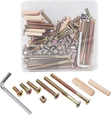 binifiMux Crib Hardware Screws, 50 Set(100Pcs) M6 Furniture Barrel Nut Bolt A...