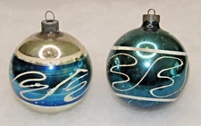 Lot Vintage Glass Assorted Stencil Pictured BALL Christmas Ornaments Corning