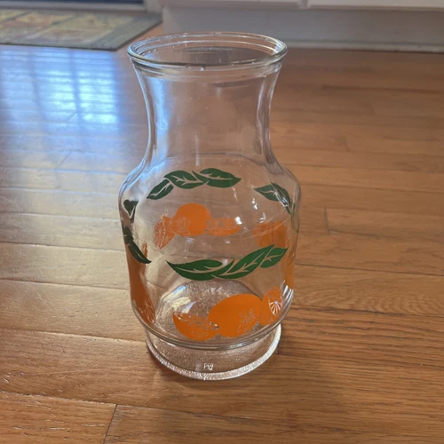 Vintage Anchor Hocking Glass Orange Juice Carafe Pitcher Jug No Lid