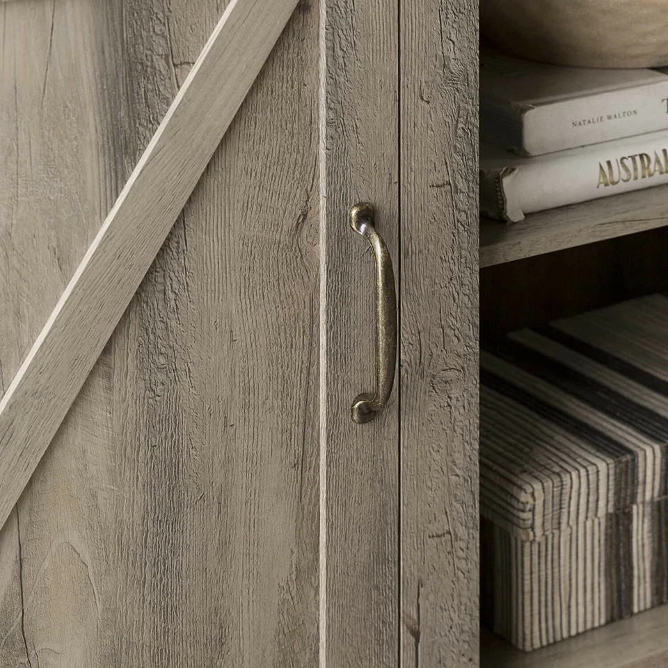 Consola de TV Walker Edison Georgetown moderna con puerta de granero de granja de hasta 65" TV NB39 Foto 4 de 4