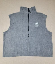 NEW~ USA Olympics~ Full Zip Fleece Vest Size 3XL Pockets High Neck Made In USA !