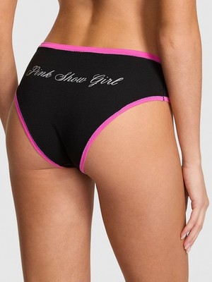 Victoria's Secret PINK - M Black Pink Show Girl Cheeky Panty - Pink Trim Medium