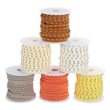 65.6Yards Faux Suede Cord Gold Rivets White/Beige/Grey/Coffee/Yellow/Orange