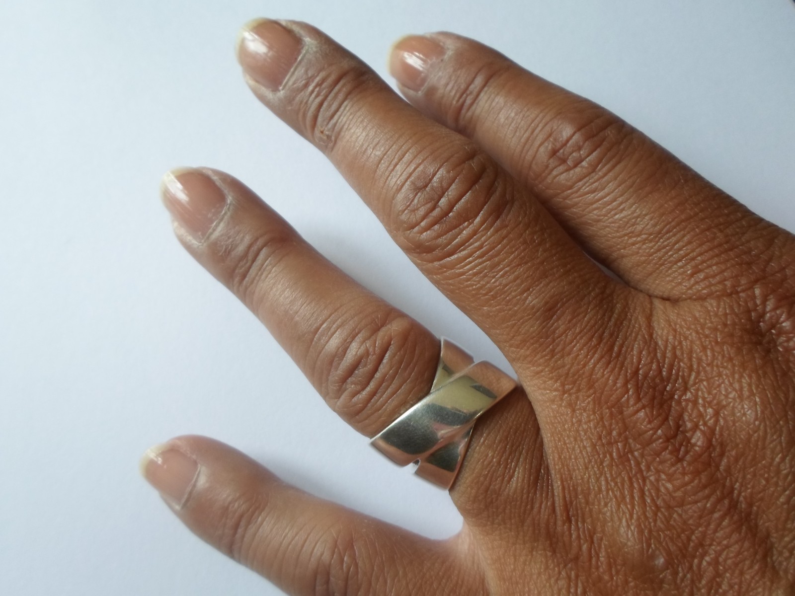 solid silver ring, crossed, openwork, size 56/57 - image 3