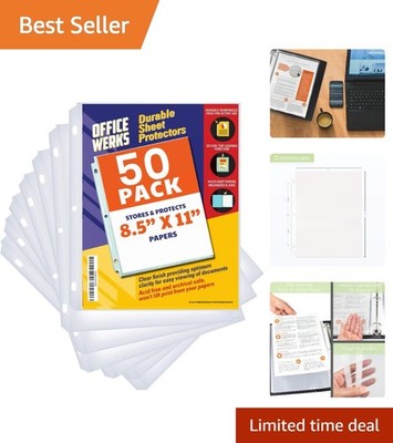 Archival Safe 50 Pack Heavyweight Clear Sheet Protectors 8.5 x 11 - Top Loading