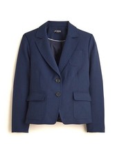 J. Crew Shrunken Fit Blazer In Wool Blend Modern Schoolboy Navy Blue Size 4