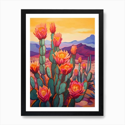 Cactus In The Desert Painting Austr Framed Wall Art Poster Canvas Print Picture