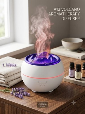 A13 Volcano Aromatherapie Diffuser für ätherische Öle, Lavendel, Weiß