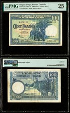 1952 Belgian Congo & Ruanda-Urundi Bank 100 Francs Banknote Elephants PMG VF 25