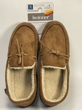 Isotoner Mens Isotoner Closed Toe Slip On Slippers, Cognac, New Sz XL 11-12