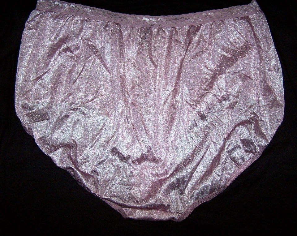 JMS Lavender Shiny Slippery Nylon Sissy Granny Panties, Lace Waistband - Size 13 - Image 2 of 2
