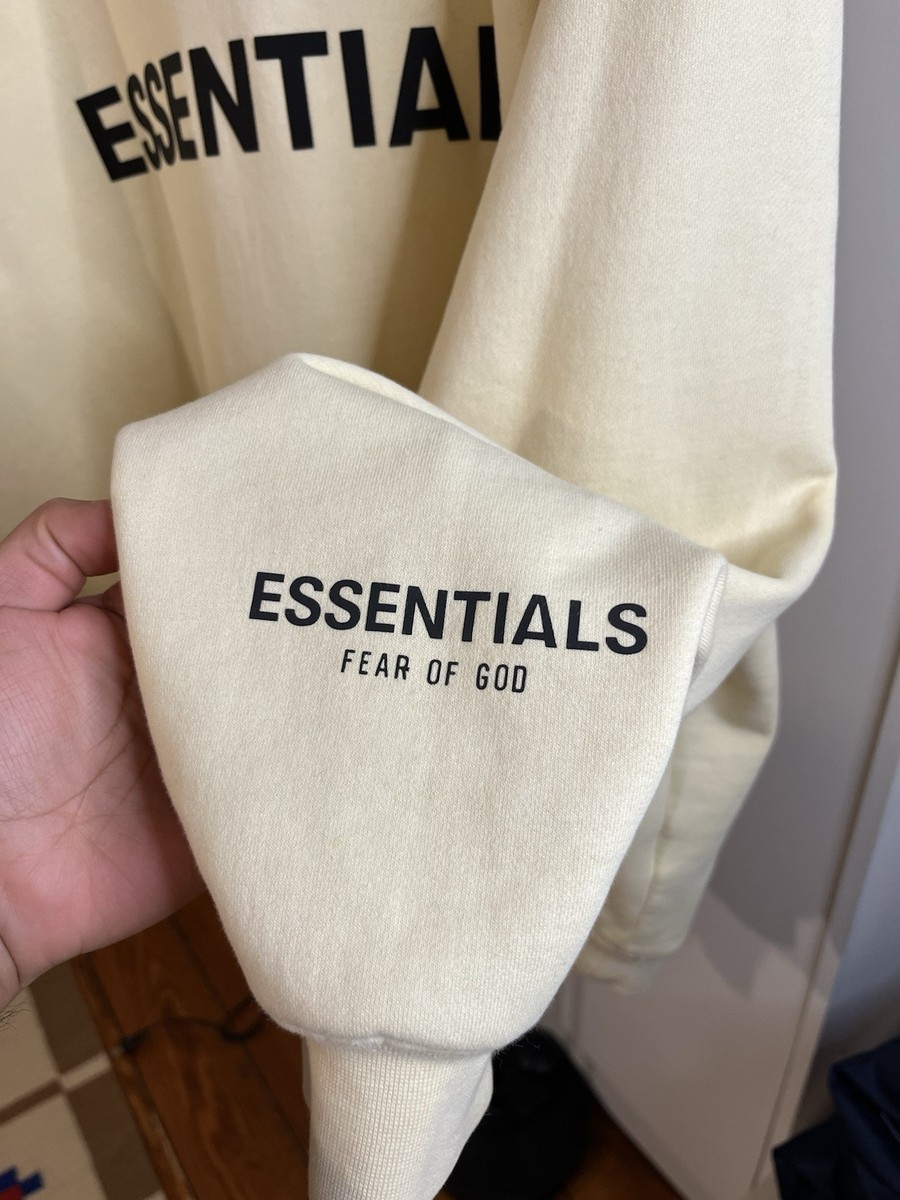 Fear Of God Essentials Cream Hoodie Pull Over Front Logo *Read