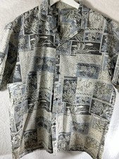 Royal Creations Hawaiian Shirt Men's Large Blue Floral Aloha Camp 100 Cotton