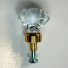 Small Hexagonal Glass Drawer Knob With Polished Brass Base *PACK OF 10*