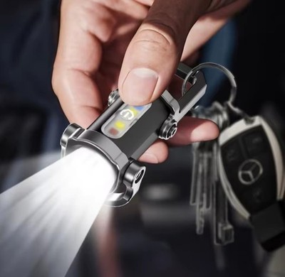 USB Rechargeable Keychain Flashlight Mini COB LED Bright Pocket Light 7 Modes