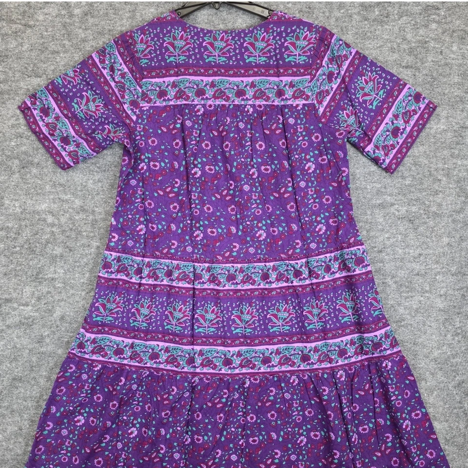 Vestido LA CERA Para Mujer Grande Púrpura Boho Estampado Floral En Niveles Midi Cottagecore Nuevo Sin Etiquetas Foto 3 de 4