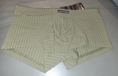 Bruno Banani 'Anti-Stress' Mens Hip Short - Size Medium - Khaki Stripes