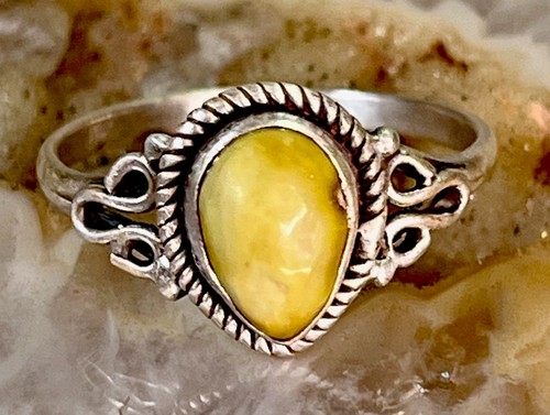 Southwestern Natural Variscite Sterling Silver Ring Handmade Size 8.5