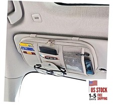 Da by Car Sun Visor Organizer, Multi-Pocket Visor Organizer Storage Cream Grey