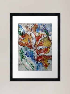 Abstrakte Blumen in Primär gerahmt gerahmt Wandbild Poster Leinwanddruck Bild