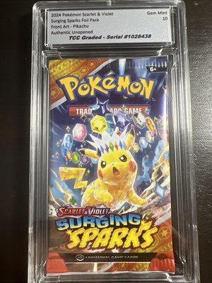 2024 Pokemon Surging Sparks Foil Pack Pikachu Front Art TCC Graded Gem Mint 10