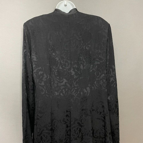 Vintage R&M Richards by Karen Kwong Jacket Long Mandarin Collar Black Slits - Picture 5 of 16