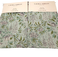 Laura Ashley Set 4 Mint Green Floral Fern Curtains 38x84 Cottage Botanical