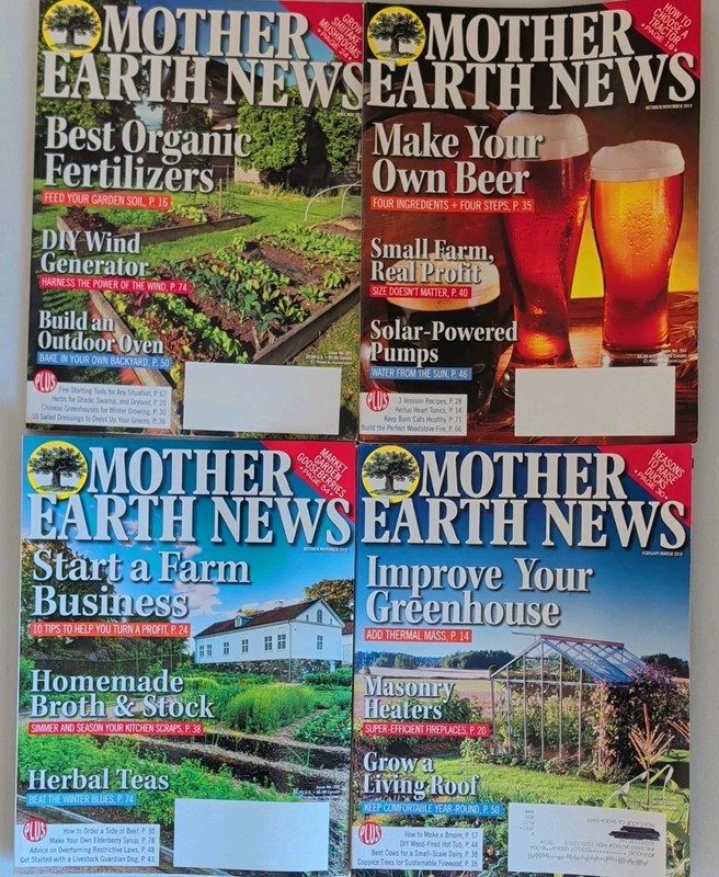 Mother Earth News Magazines Lot of 4 '17 Feb/Mar Oct/Nov '18 Illustrated English