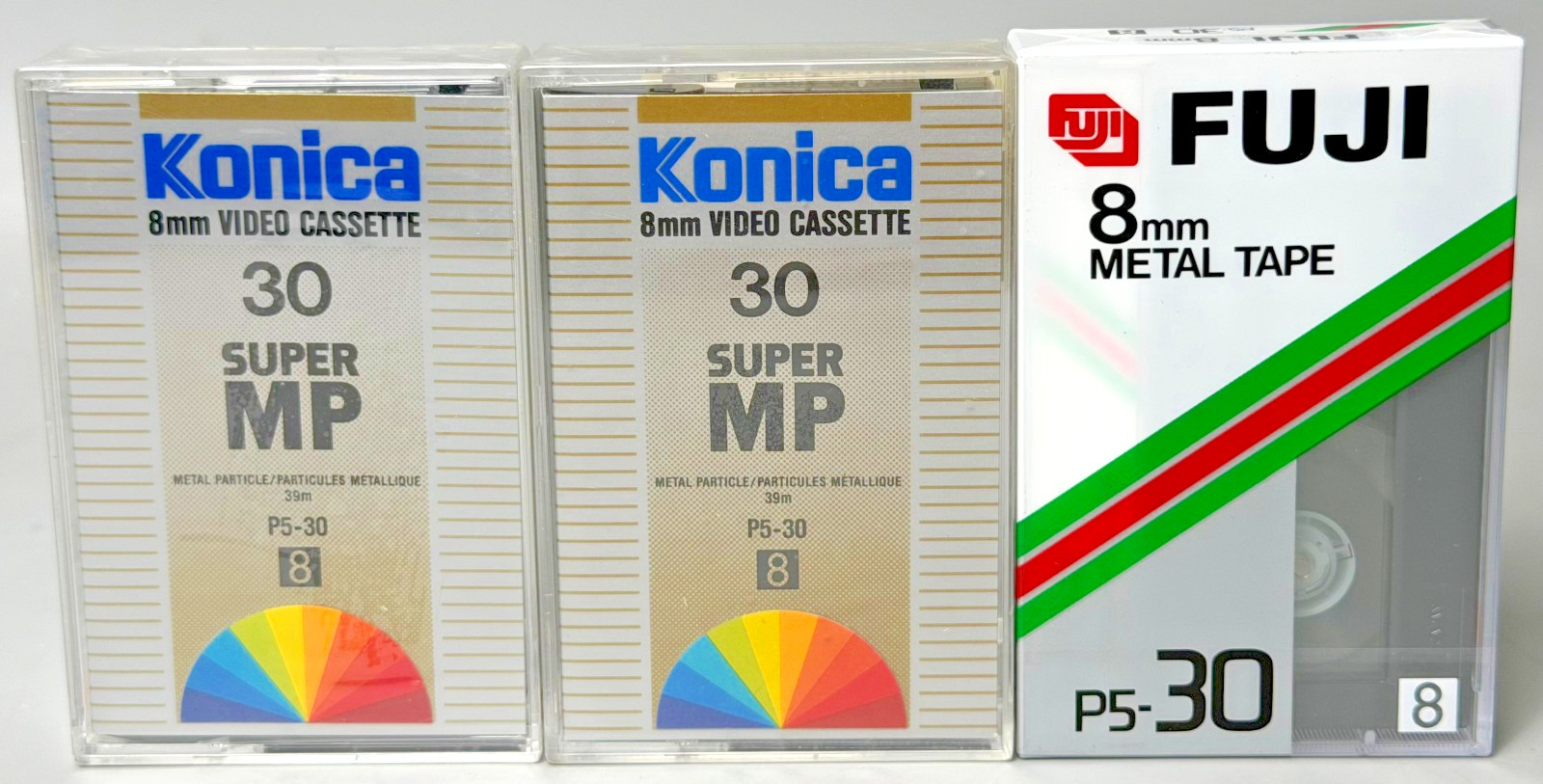 Cassette Video 8mm Konica et Fuji Metal P5-30 pour Caméscope Analogique Souvenirs