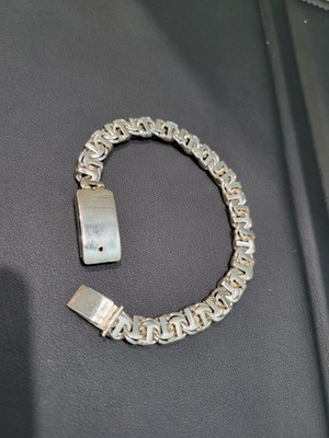 925 Sterlingsilber massives Chino Bar Gliederarmband einfaches Schloss 6,75'' 7 mm Plata 