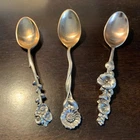 Vtg.  Lot Of 3 Sterling Silver &  Gold wash Reed & Barton  Spoons Floral