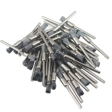 Inovsolid 50 Pcs Pen Shape Wire Brush Set 1/8'' Shank Stainless Steel Silver