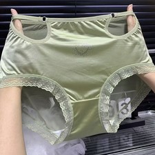 Oversize Womens Faux Satin Underwear Panties Briefs Breathable Sheer Underpants