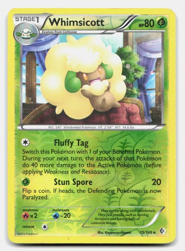 Whimsicott 15/149 Rare Boundaries Crossed Pokemon Reverse Holo MP