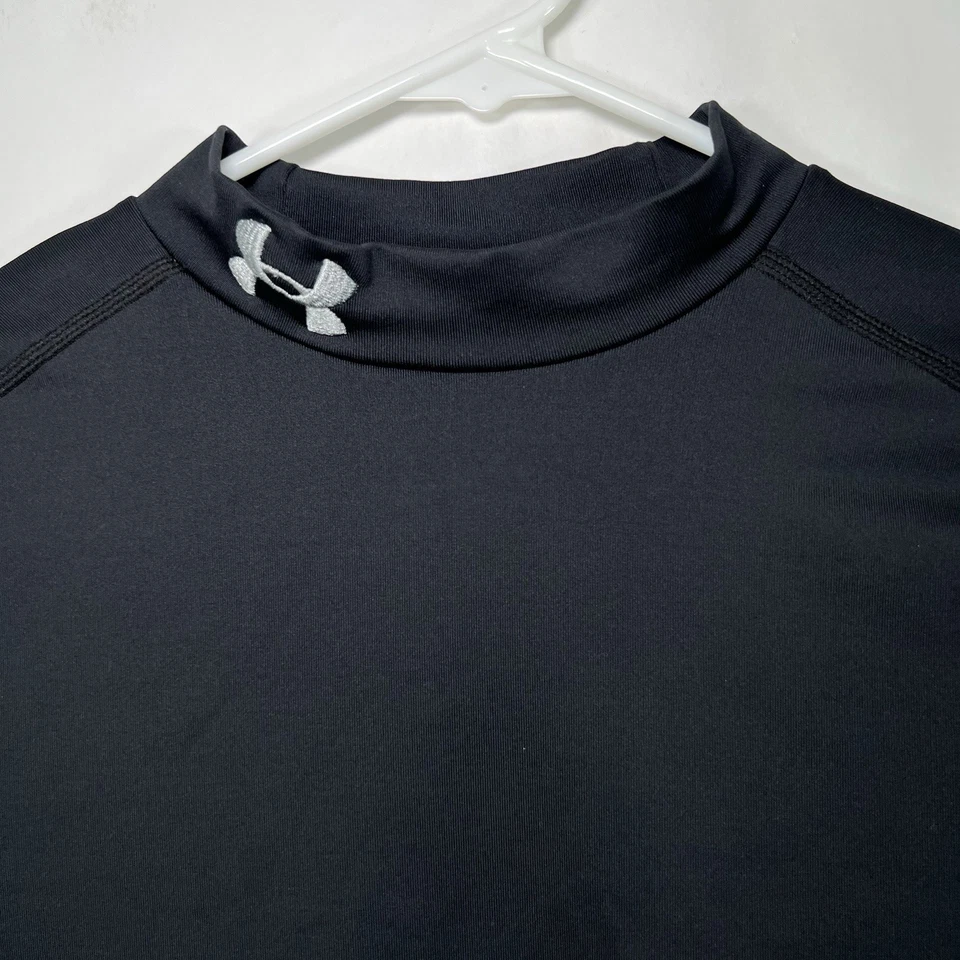 Under Armour Cold Gear Fitted Long Sleeve Mock Neck Shirt Youth Boys Large Black - Image 2 of 4